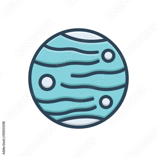 Color illustration icon for neptune