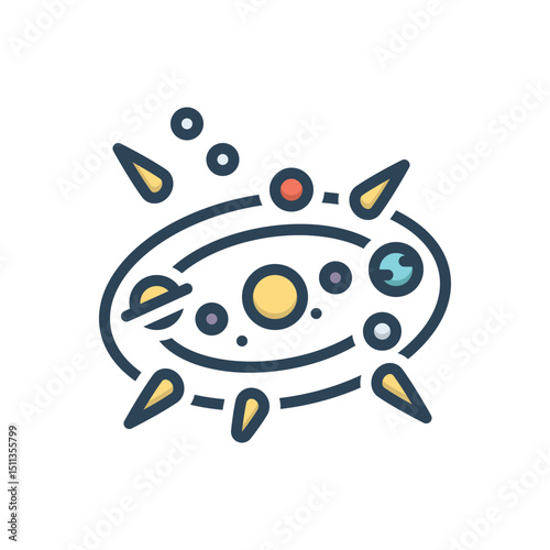 Color illustration icon for solar system