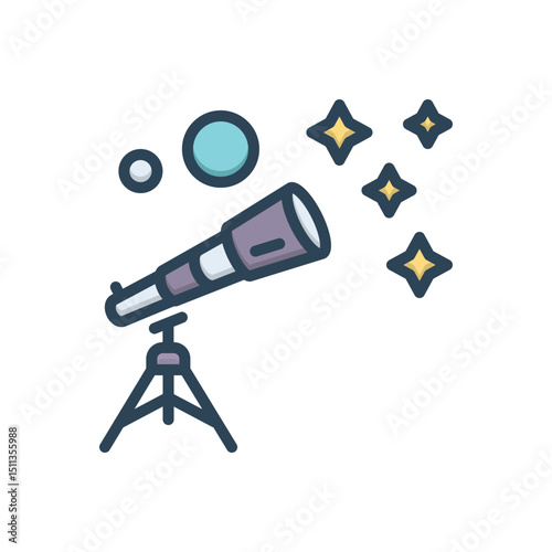Color illustration icon for telescope
