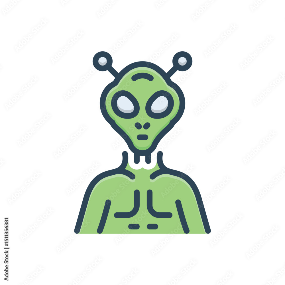 Obraz premium Color illustration icon for alien