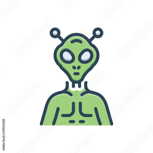 Color illustration icon for alien