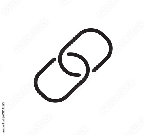 Minimalist Black and White Paper Clip Icon – Geometric Line Art Abstract Illustration
