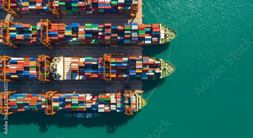 Global Shipping and Logistics Container Ships at Port