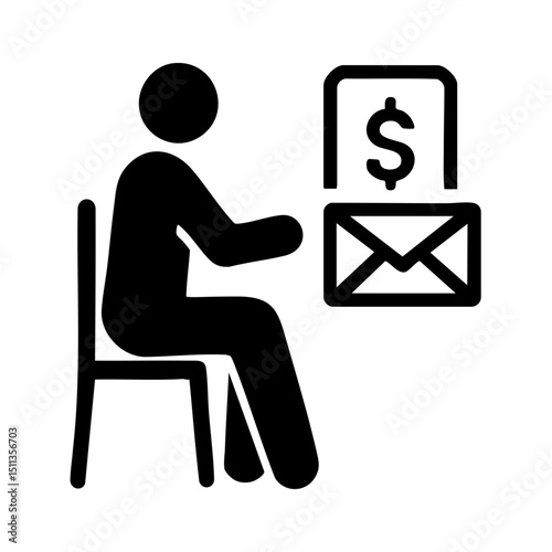 Payment notification email icon with person