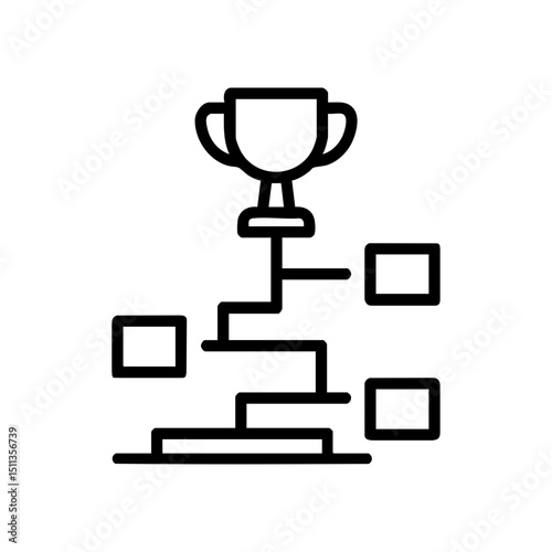 Goal achievement steps icon with trophy