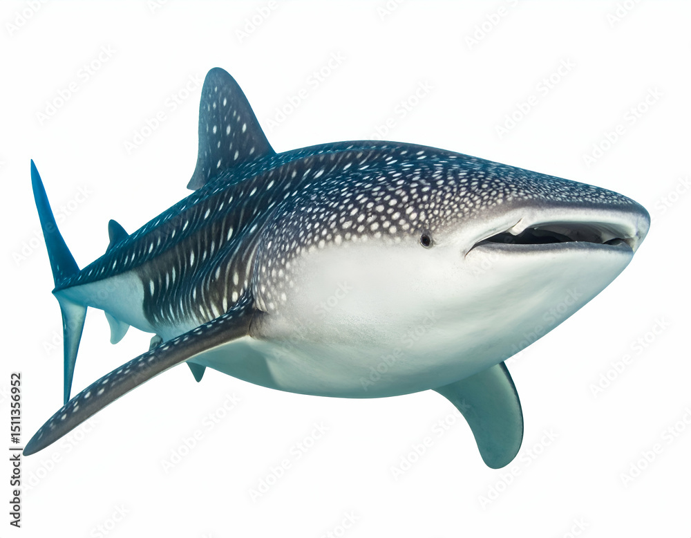Naklejka premium Whale Shark Gentle Giant of the Ocean, Dotted Pattern, Calm Swim