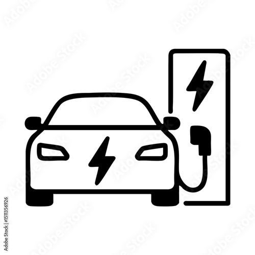 Electric car charging at station icon