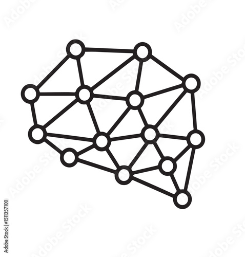 Abstract Black and White Geometric Network – Interconnected Nodes and Lines Pattern