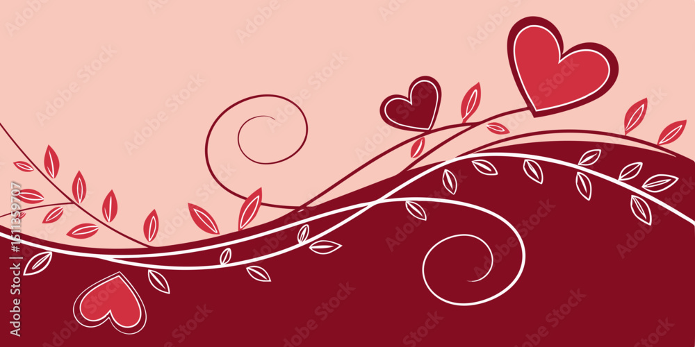 abstract floral red heart ornaments cards , modern , drawing , art , 3d renderings , 14 February posters, invitation , in red background vector illustration. abstract floral red heart ornaments cards , modern , drawing , art , 3d renderings , 14 February posters, invitation , in red background vector illustration.