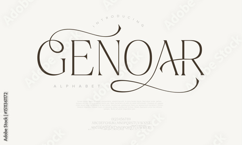 Delicate serif font with stylish swashes and high contrast, ideal for elegant designs and logotypes