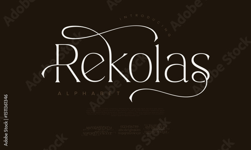 Luxurious serif font with signature-style swashes for stylish logos, packaging, and titles