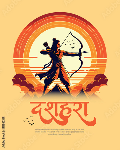 Happy Dussehra, Vijayadashami & Ram Navami Festival Celebration in India | Jai Shri Ram Greeting Social Media Post Design