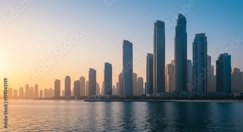 Serene Sunset Skyline: Dubai's Modern Architectural Marvel