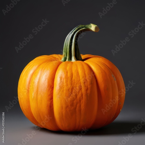 Vibrant Orange Pumpkin Isolated on a White Background with Natural Details