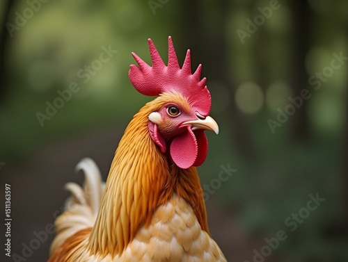 chicken with plume on his head