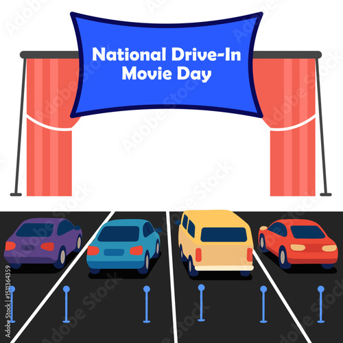 Celebrating National Drive-In Movie Day Cars Parked at a Drive-In Theater