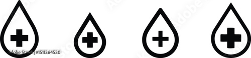 Vector illustration of a drop of blood with cross symbol


