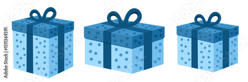 Gift box present icon set, color gift boxes clip art, colored gift box with ribbon, flat design illustration, vector