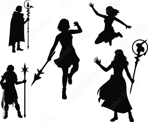 Set of halloween silhouettes, High-quality Halloween vector illustration featuring spooky and fun design elements including ghosts, jack-o'-lanterns, bats, witches, skulls, and spider webs.