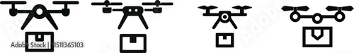 Vector illustration of a drone delivering a package

