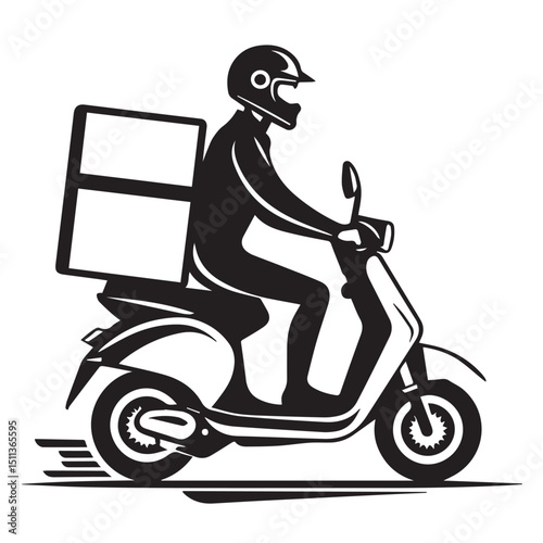 Fast delivery service scooter rider with package