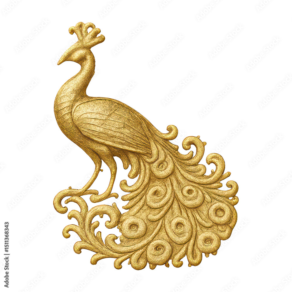 Fototapeta premium PNG Elegant golden peacock silhouette