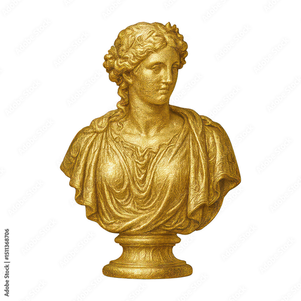 Obraz premium PNG Golden classical sculpture bust