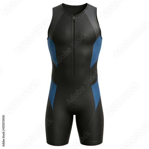 Professional Triathlon Suit Black Blue Sleeveless Design for Athletes