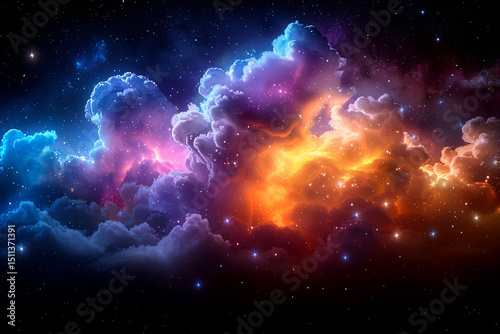 An abstract cosmic dream with swirling nebula clouds and distant stars, evoking the mystery of deep space