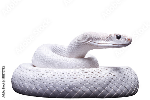 Albino Snake: Close-Up Photography of a Rare White Serpent isolated on transparent background png