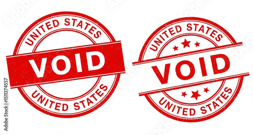 Red Void Stamp Set on White Background | Official Business Document Certification Rubber Stamps for Invalid, Cancelled or Expired Status