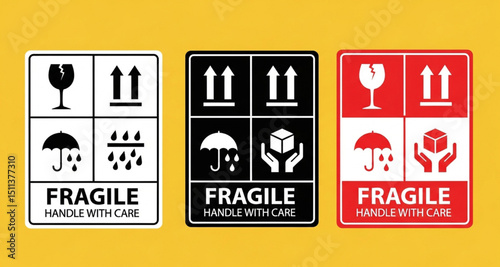 Fragile Handle with Care Packaging Symbols Set | Vector Icons for Shipping, Logistics, and Delivery Services