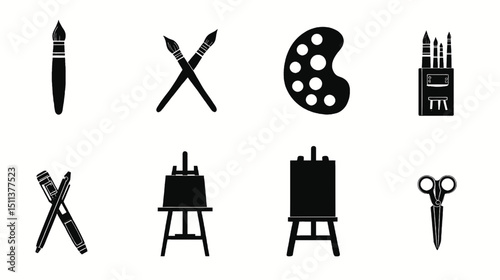 Art supplies and painting tools vector illustration for creative projects and design needs exactly hundred