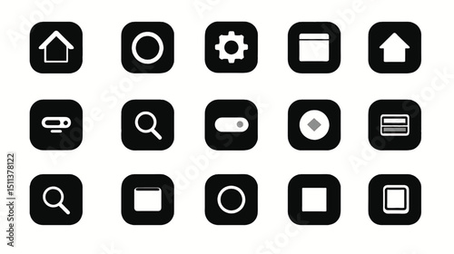 Ui ux design elements vector set for web and mobile app interface home search settings upload download 100