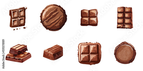 Multiple vector illustrations chocolate, watercolor style