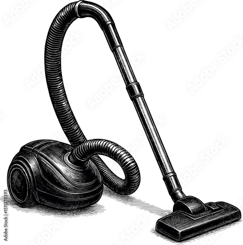 Vacuum Cleaner vector black silhouette print design for T-Shirt