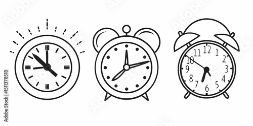 Set of Clock Icons – Time, Watch, and Timer Symbol Collection

