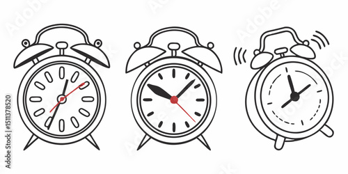 Set of Clock Icons – Time, Watch, and Timer Symbol Collection

