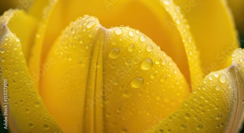 Wallpaper Mural Yellow Tulip Flower with Water Droplets Macro Photography Torontodigital.ca