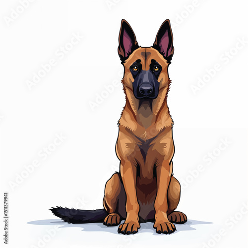 Belgian Malinois Puppy Vector Illustration isolated