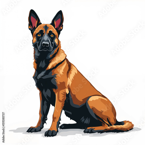 Belgian Malinois Puppy Vector Illustration isolated
