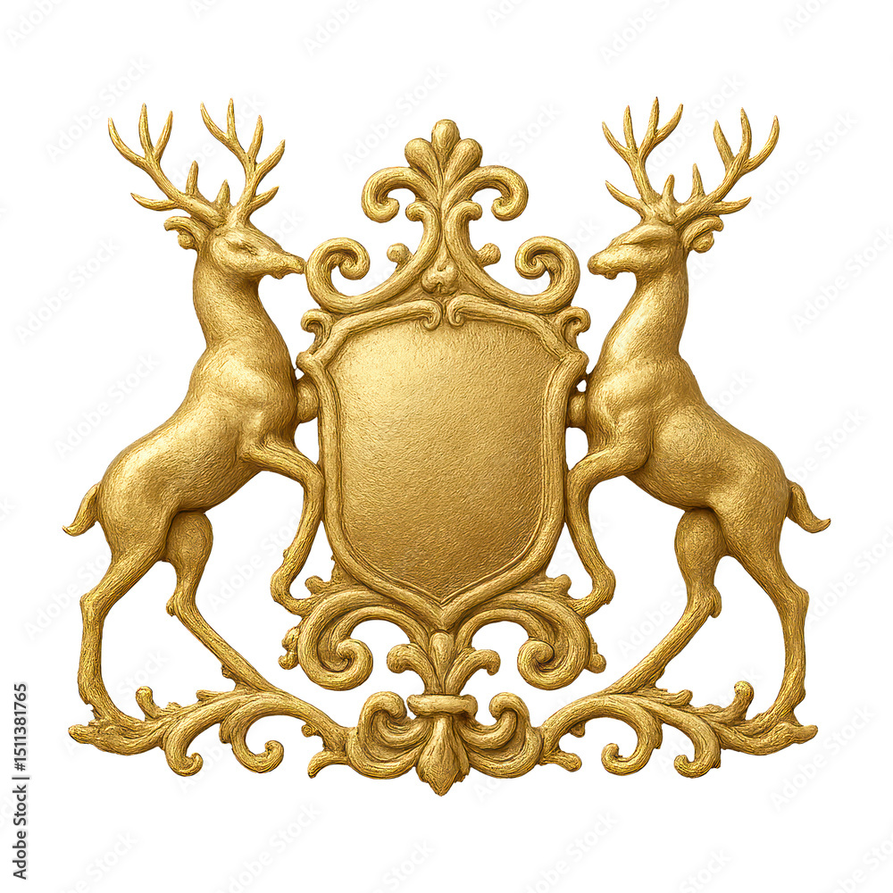 Fototapeta premium PNG Elegant golden deer emblem