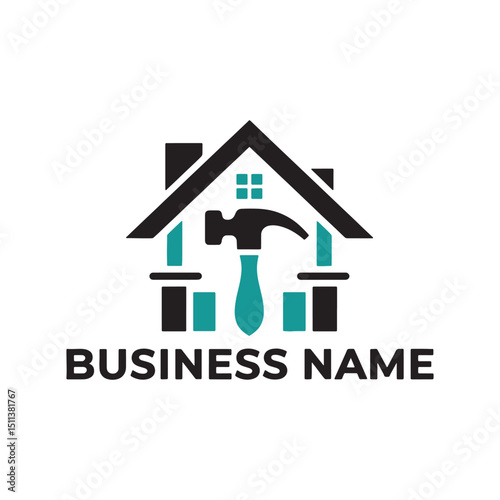 Home Repair Logo Design Vector, Real Estate Repair Logo Design