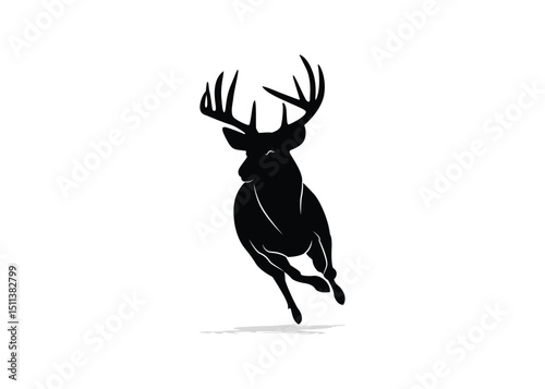 Deer Silhouette, Deer Logo, Isolated On Background, Vector Illustration
