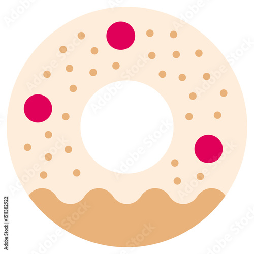 Donuts Flat Design Icon, Black And White Flat Design Icon Symbol