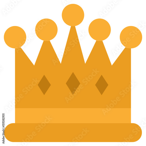 Crown Flat Design Icon, Black And White Flat Design Icon Symbol