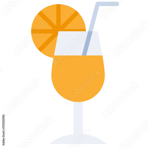 Lemonade Flat Design Icon, Black And White Flat Design Icon Symbol