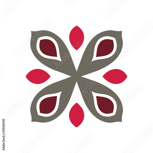 Floral Emblem with Symmetrical Petal Design