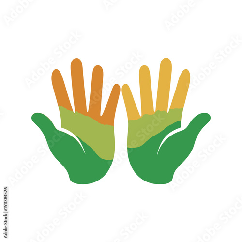 Colorful Layered Hands Representing Nature and Balance