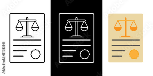 Court summons letter icon in outline, dark mode, and color styles, vector illustration of official legal notice requiring an individual to appear in court for legal proceedings.